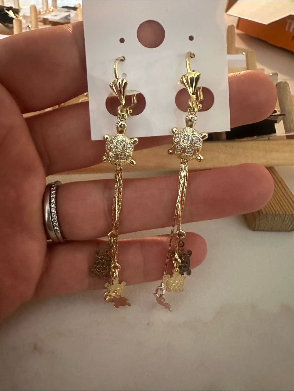 Gold Turtle Drop Earrings – Women Jewelry